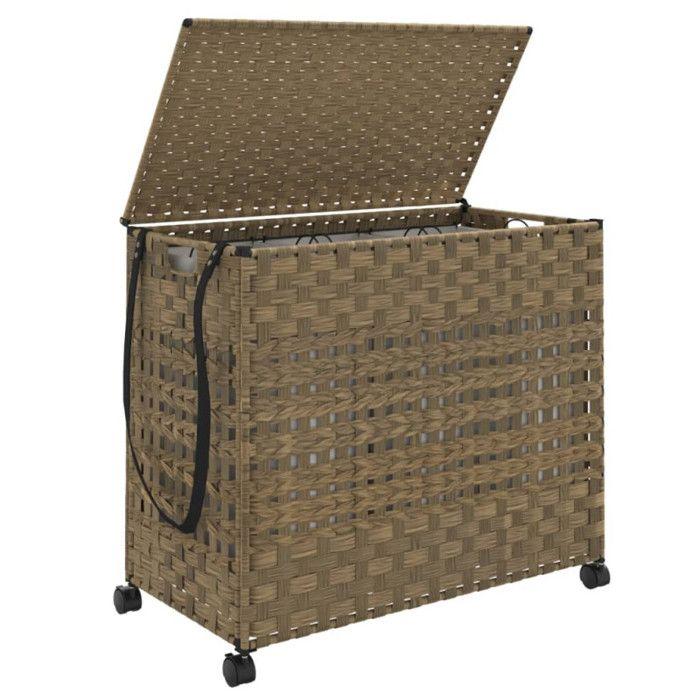 VidaXL Panier à linge avec roulettes 66x35x60 cm résine tressée 372044