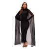 Halloween Vampire Witch Costume With Cape Tulle Shawl Dress Gloves Women Cosplay Stage Performance