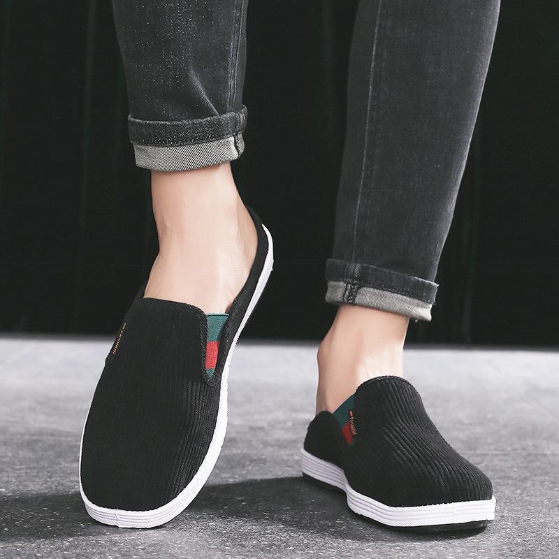 Zapatillas sin talón redondas antideslizantes para hombre estilo Old Beijing - Slip-ons de tela transpirable