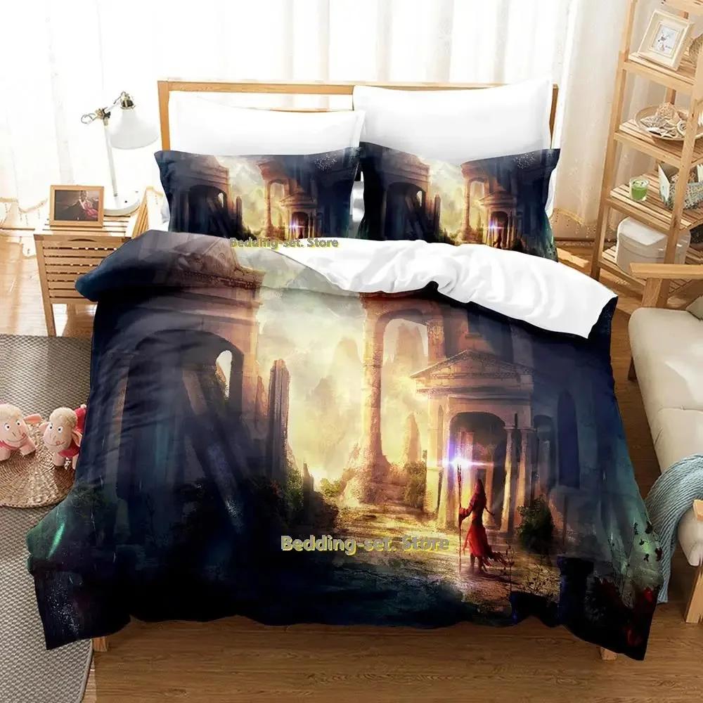 New Game Wizard Bedding Set Cartoon Anime Three-Piece Set Adult Kid Bedroom Duvetcover Sets 3D Kawaii Wizard Camas