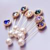 Classic Flowers Brooches New Long Crystal Needle Circular Pins Female Personality Elegant Brooch Car