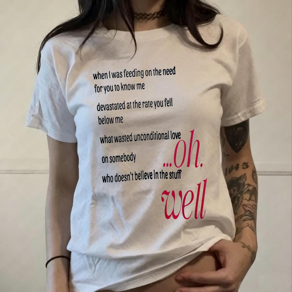 Gothic Vintage Punk Womens Letter Print Grunge Emo Girls Aesthetic Y2k Clothes Cotton Tshirt Harajuku Y2k Casual Streetwear