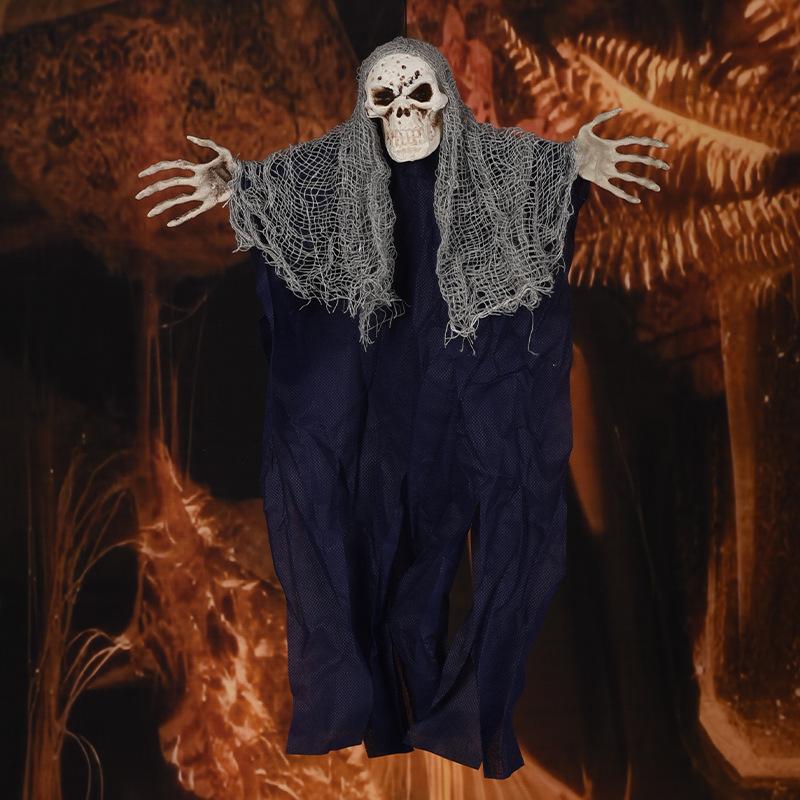 Halloween Horror Hanging Ghost Pendant Four-Color Belt Suction Cup Hanging Skull Gauze Ghost Day Party Atmosphere Layout