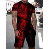 Summer Men's Sports Suit Wolf 3D Printed Short Sleeve T-Shirt and Shorts Set Casual Outfit