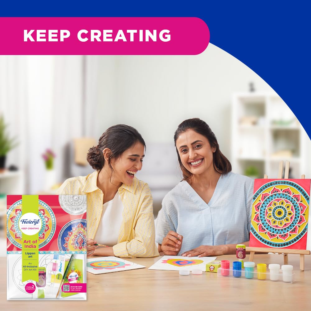 [joom_title] Fevicryl Art Of India Lippan Kit Acrylic Paint 6 Shades  Canvas Brush DIY Festive Art Set India