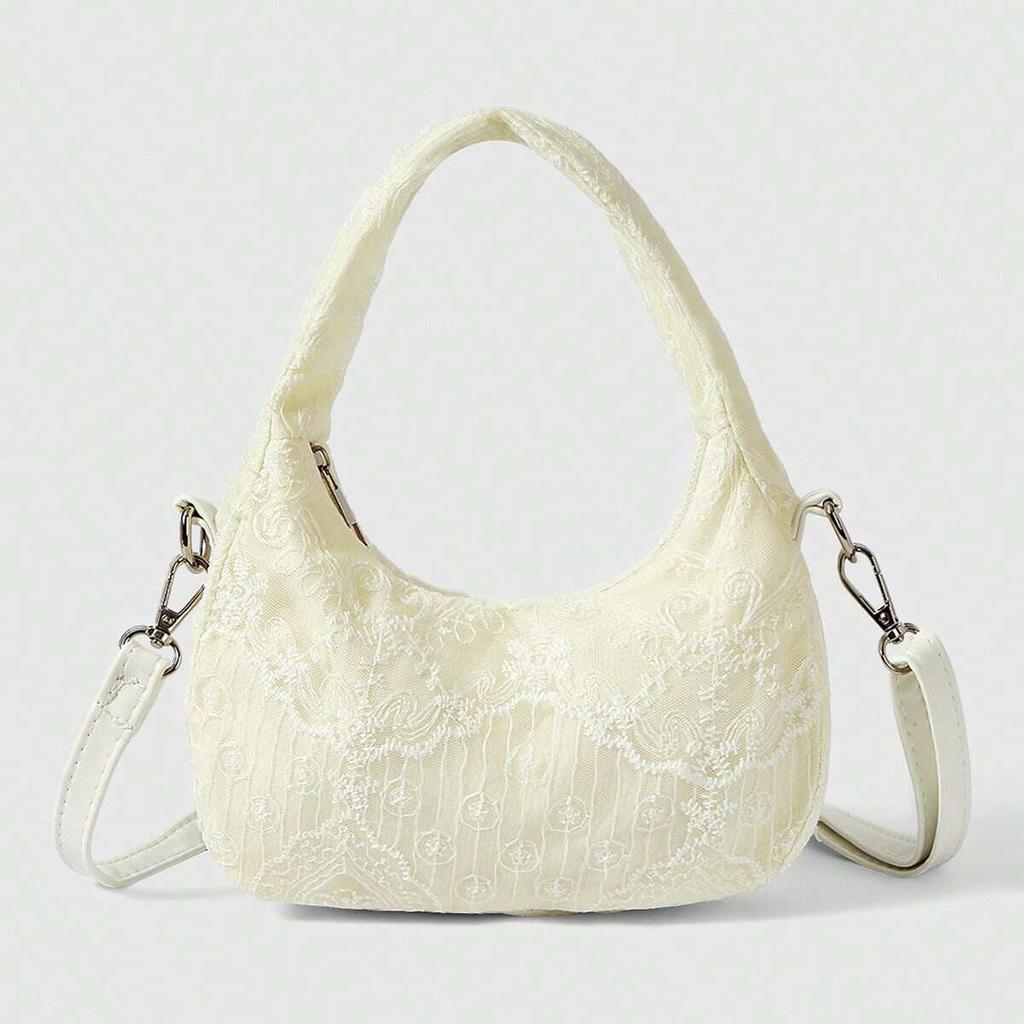 Small-scale Design Lace Business Commuter Bag, Exquisite and Sophisticated Handbag with A Slouchy Shoulder Strap. Casually