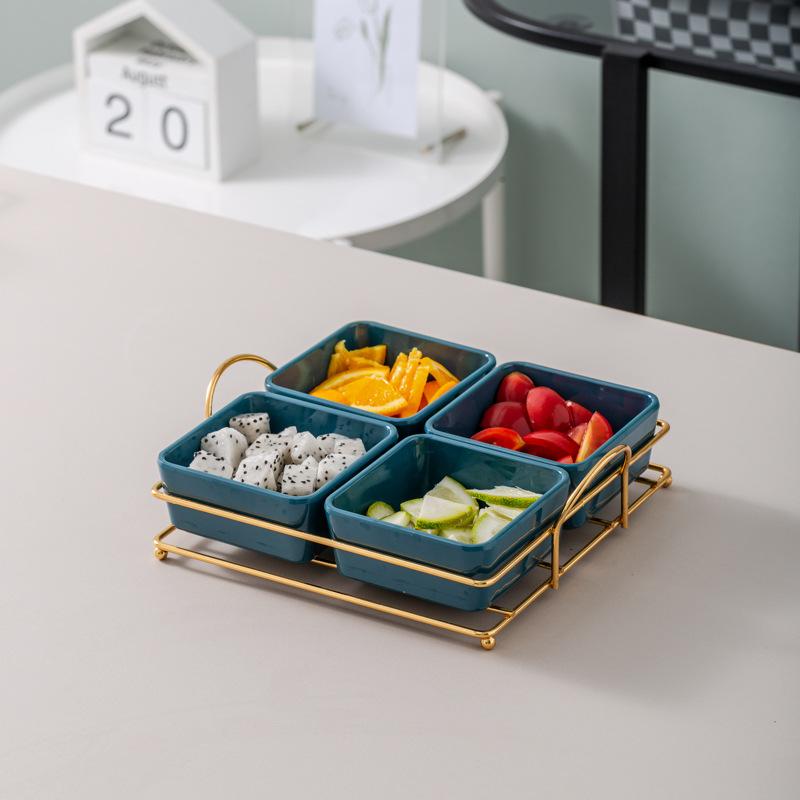 Ktv Clubhouse Fruit Plate Melamine Bar Muscle Foot Four Or Six Gongge Snack Plate Grid Barbecue Cold Vegetables Snack Plate Plate Plate