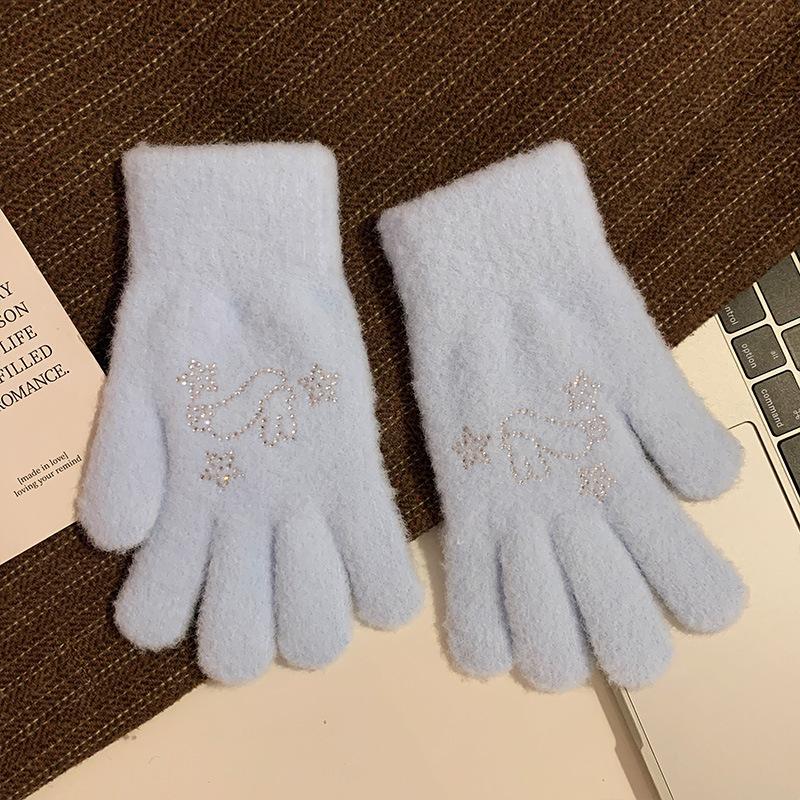 Cute Plush Gloves for Women In Autumn and Winter Thickened Warmth for Students Outdoor Cycling Trend