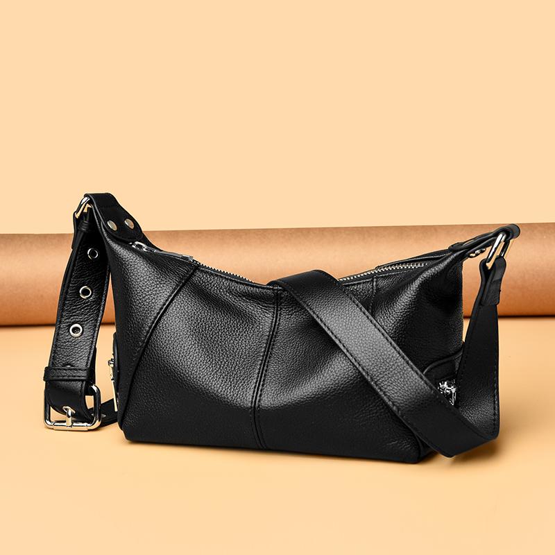 2026 New Women's Cow Genuine Leather Shoulder Bags Ladies Soft Cowhide Crossbody Bag Female Design Luxury Lazy Commuting Handbag