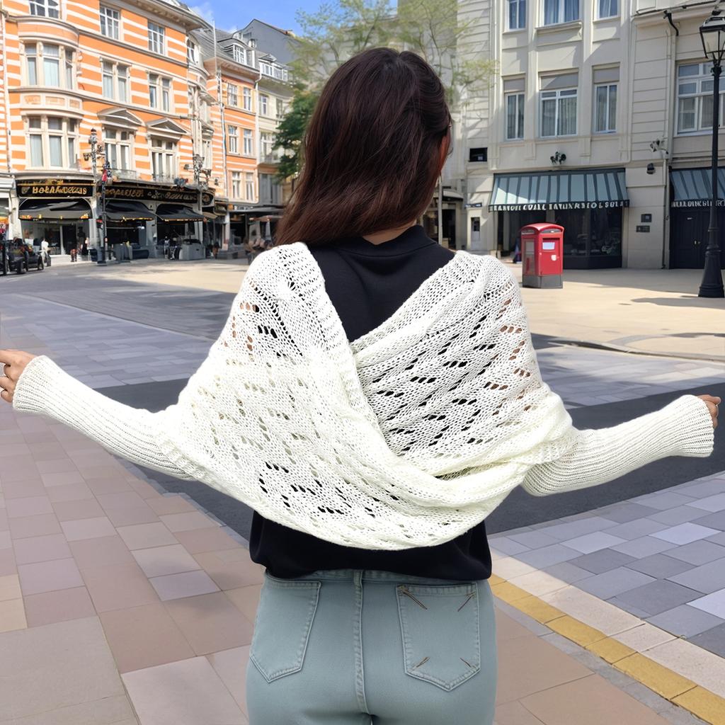 Scarf With Sleeves Women Soft Knitted Wrap New Fashionable Pullover Shawl Windproof Warm Autumn Winter Poncho
