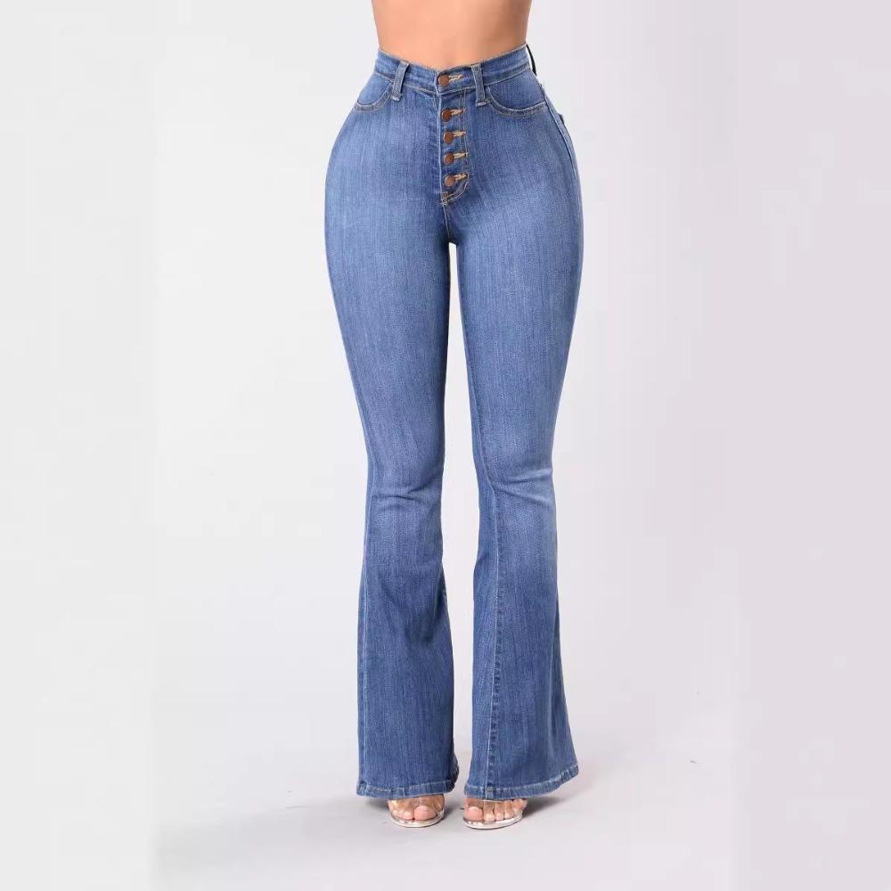 Jeans Women Slim High-waisted Flared Pants