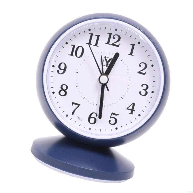 62KD Stylish Quiet Alarm Clock with Arabic Numerals Battery Operated No Ticking Analog Desk Clock for Children Bedroom