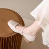 Fashion 2024 New Square Toe Ballet Shoes Fashion Low Heel Mary Jane Shoes Silver Shallow Buckle Soft Sole Shoes Zapatos De Mujer