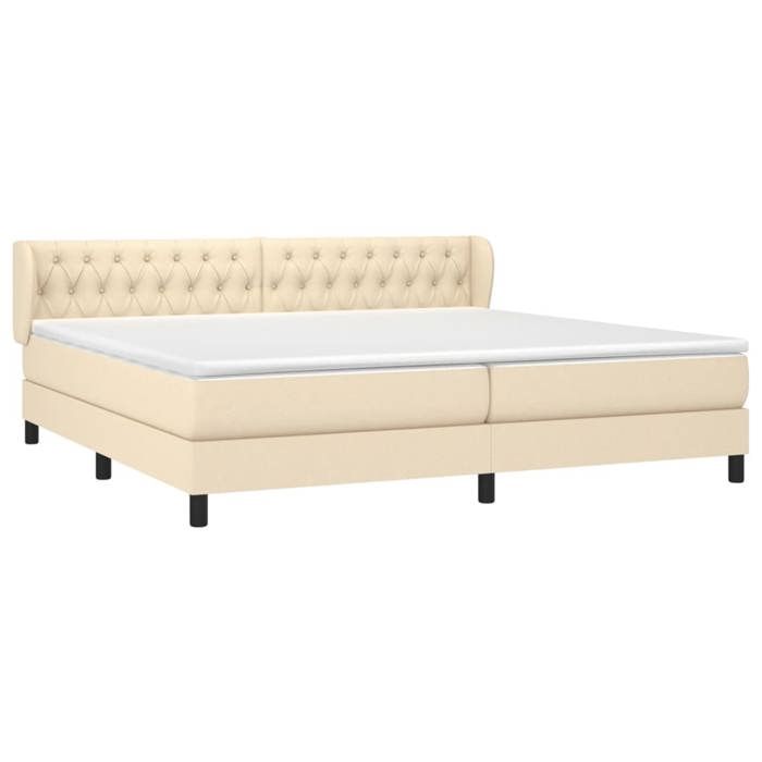 3126514 vidaXL Divan Bed with Mattress Cream 200x200 Cm Fabric