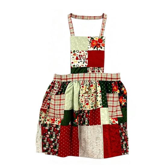 

Yousheng Christmas Apron with Deep Pockets Patchwork Color Adjustable Straps Comfortable Fit Holiday Festive Santa Claus Apron 1pc