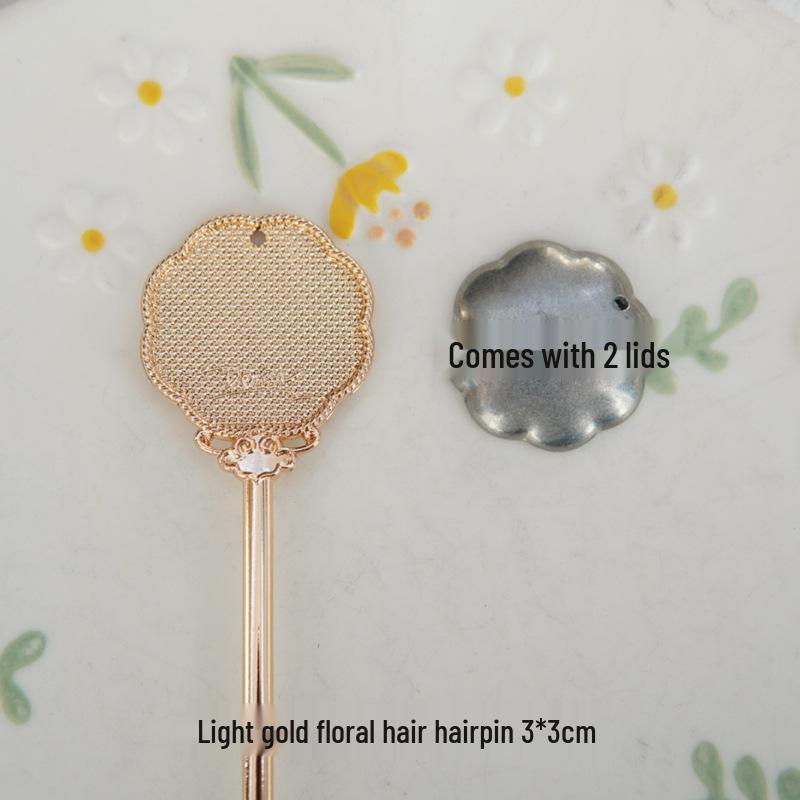 Handwoven Song Brocade Blue-Dyed Fabric Embroidery Cloth with Medium Hairpins - New Chinese Design, DIY Accessories, Double Lid