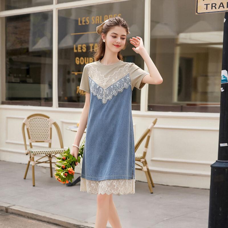 Bailuyu Elegant Faux Two-Piece A-Line Midi Dress