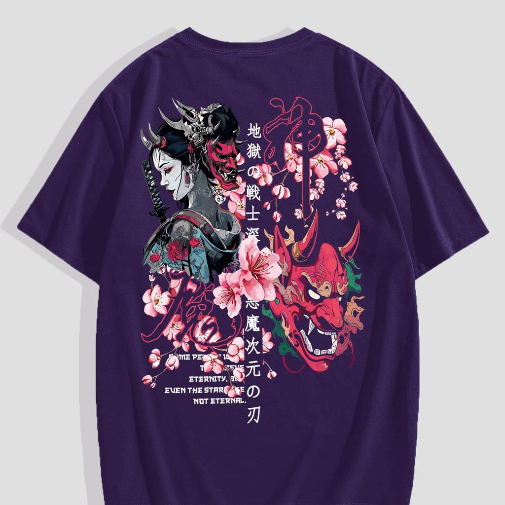 Street Fashion Geisha Mask Summer T-Shirt for Men And Women