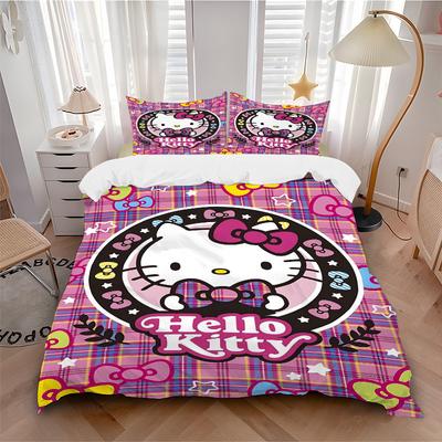 3pcs Hello Kitty Duvet Cover Set,  Includes 1 Duvet Cover and 1/2 Pillowcases (No Insert) Yy251104193