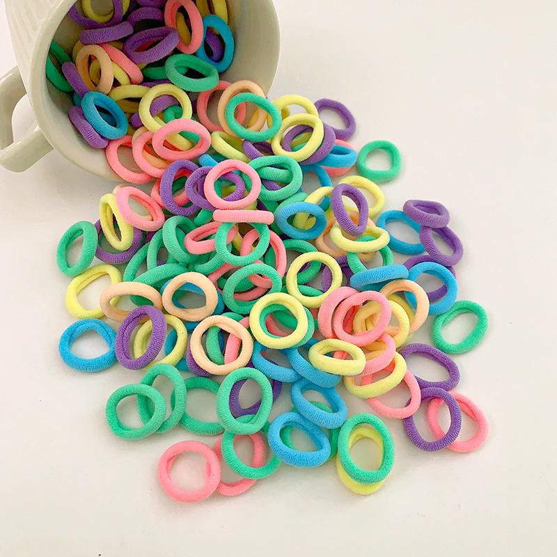 Colorful No-Damage Hair Bands for Kids, Little Girl Hair Ties & Rings, Disposable Elastic Circles