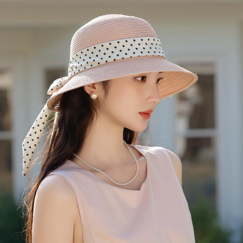 Summer Raffia Sun Hat With Adjustable Ribbon And Wide Brim For Womens Sun Protection
