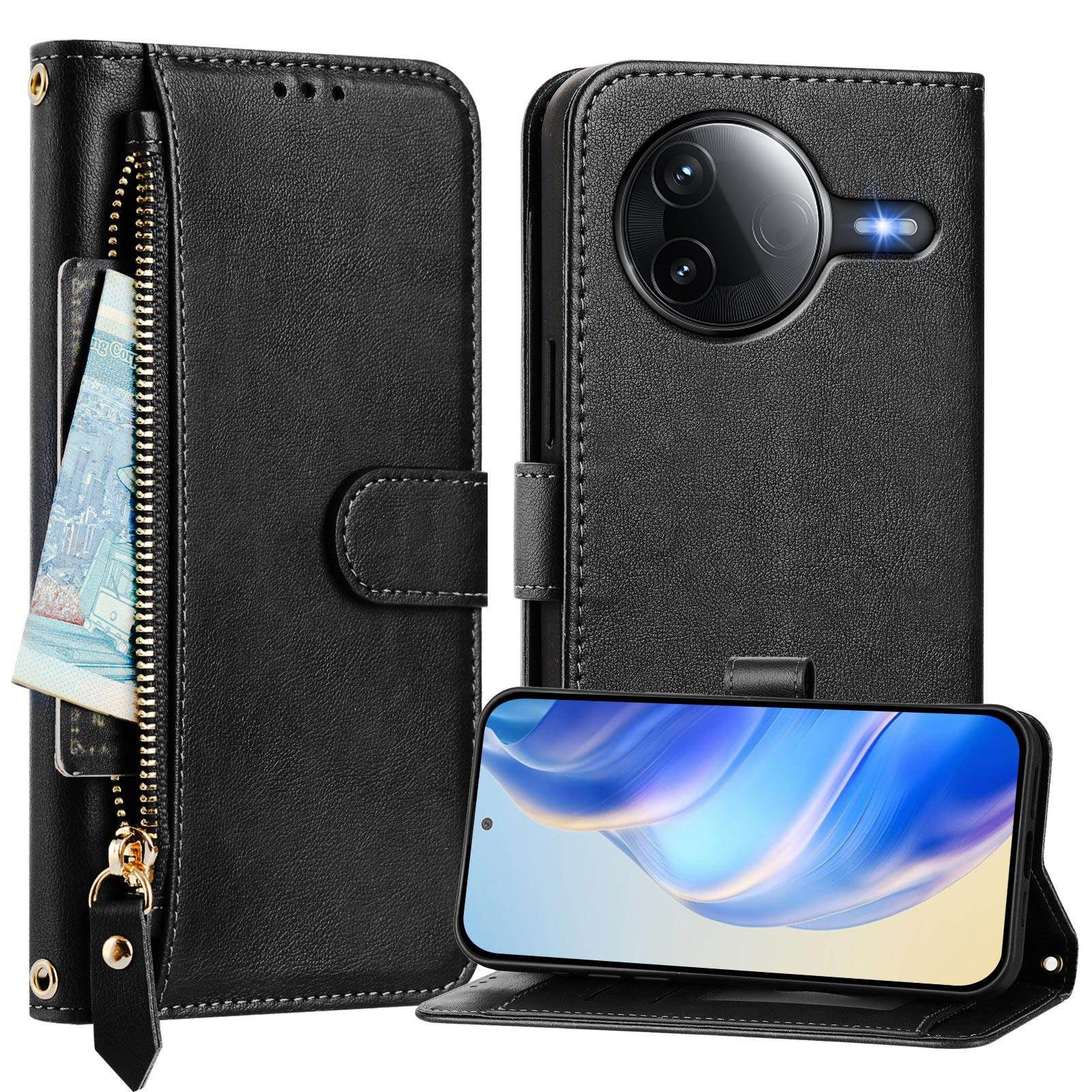 

For Xiaomi Poco F7 Pro 5G/Xiaomi Poco F7 Ultra 5G Case Zipper Pocket Multiple Card Slots Leather Phone Cover Red