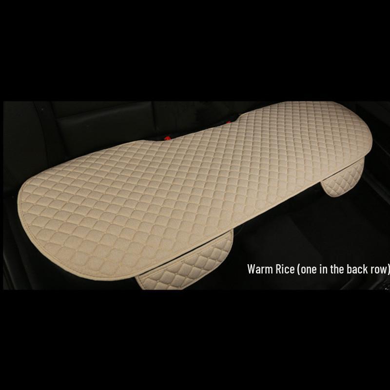 All-Season Breathable Linen Car Seat Cushion Set with Polka Dot Embroidery