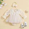 Newborn Baby Girls Rompers Ruffle Baby Girl Clothes Spring Autumn Lace Floral Jumpsuits 2pc Outfits Baby Clothing