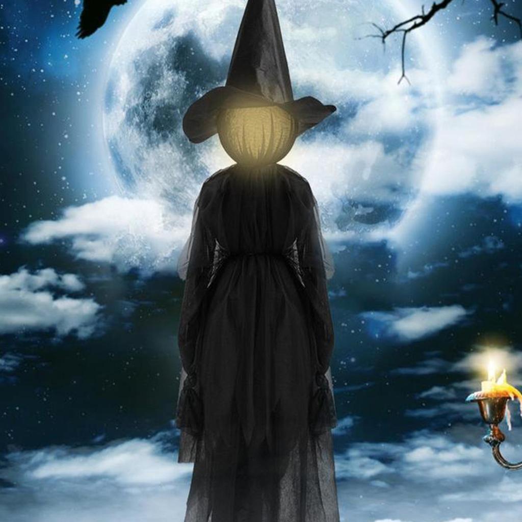Outdoor Witch Halloween Decorations Lighted Witches Garden Decor with Sound Halloween Scary Props for Porch Garden Lawn Patio