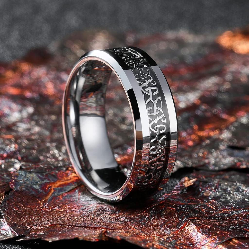 Men's Jewelry 8mm Men's Titanium Steel Finger Ring Celtic Triangle Knot Ring