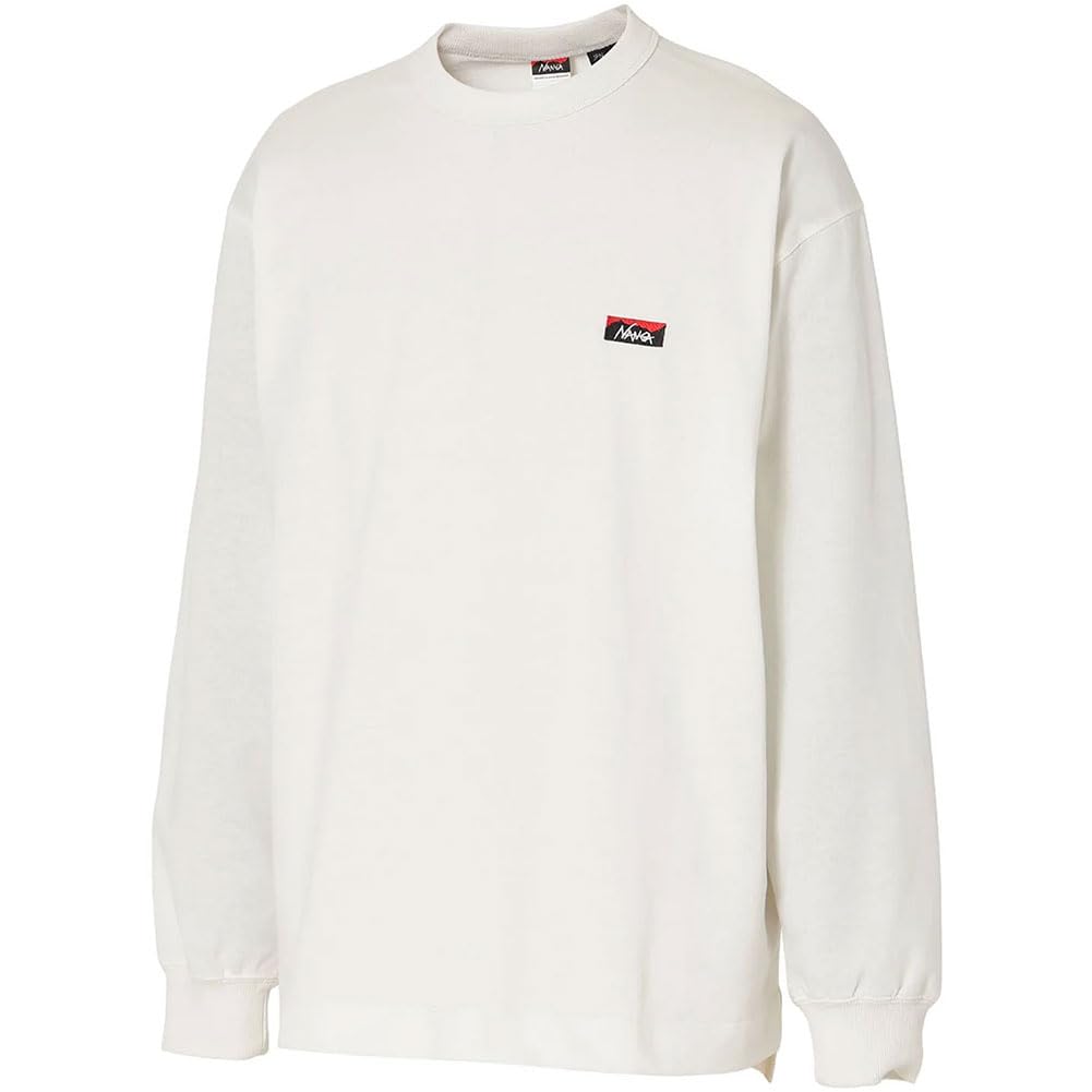 NANGA Men's Eco Hybrid Box Logo Embroidered Long Sleeve T-Shirt, White, Size S (NW24111G803)