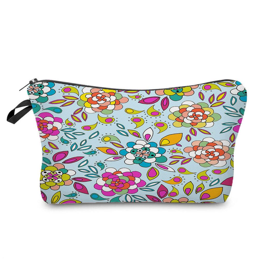 Women Flower Print Cosmetic Bag Toiletries Organize Travel Storage Case 6680