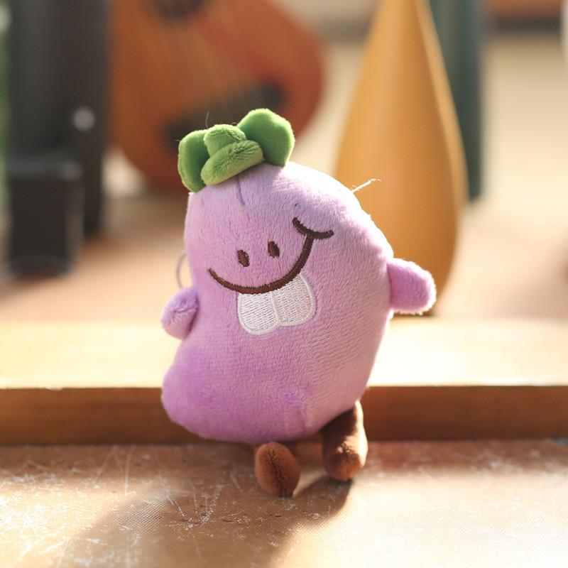 Miniature Eggplant Vegetable Plush Keychain Pp Cotton Stuffed Gift For Teens
