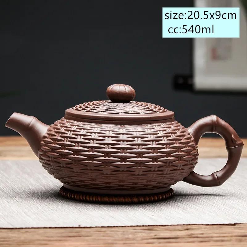 Chinese Yixing Tea Pot Large Capacity Purple Clay Xishi Filter Teapot Beauty Kettle Raw Ore Handmade Tea Set Authentic Drinkware