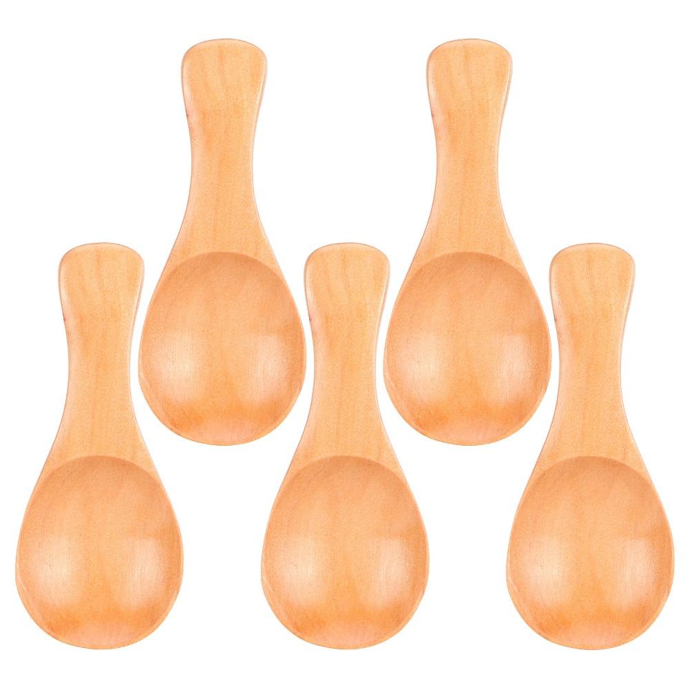 5Pcs Wood Mini Spoon Short Handle Ice Cream Spoon Easy To Store Wooden Spoon Kitchen