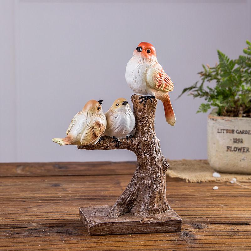 Nordic Vintage Resin Birds Statue Accessories Art Home Bedroom Desk Figurines Decoration Items Cafe Office Table Sculpture Decor