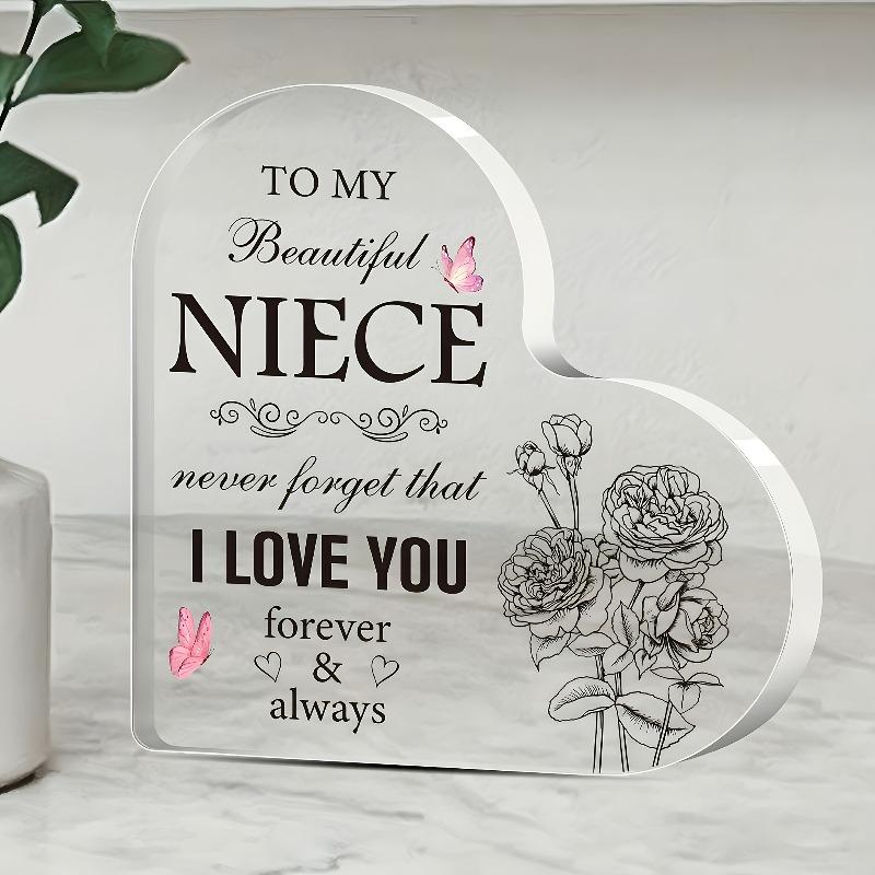 2D Flat "I Love You" Acrylic Heart-Shaped Desk Decor Plaque, Suitable for wall decoration, porch, room, villa, accents Home, Hallway, or Workplace - R