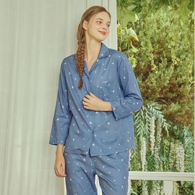 Calças de pijama compridas sólidas – azul menta