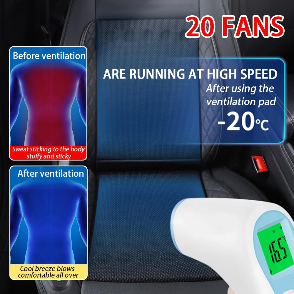 12V 20Fan Massage Ventilation Summer Car Ventilation Seat Cushion Cooling Seat Cushion Air Breathable Pad Car Accessories