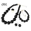 Faux Pearl Earrings Necklace 3Pcs/Set Imitation Pearls Jewelry Set, Adjustable Length Choker with Ear Studs White Dress Set And Bracelet, for Weddings