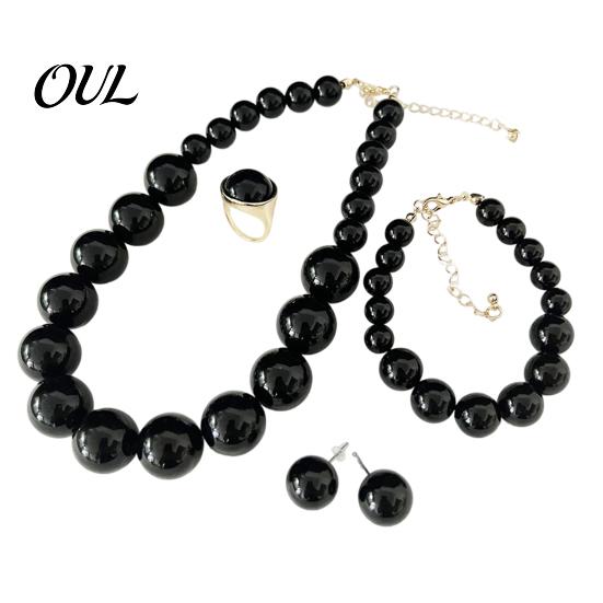 Faux Pearl Earrings Necklace 3Pcs/Set Imitation Pearls Jewelry Set, Adjustable Length Choker with Ear Studs White Dress Set And Bracelet, for Weddings
