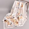 Exquisite Sunscreen Decorative Silk Scarf Women Elegant Peach Blossom Pattern Square Shawl Costume Accessories