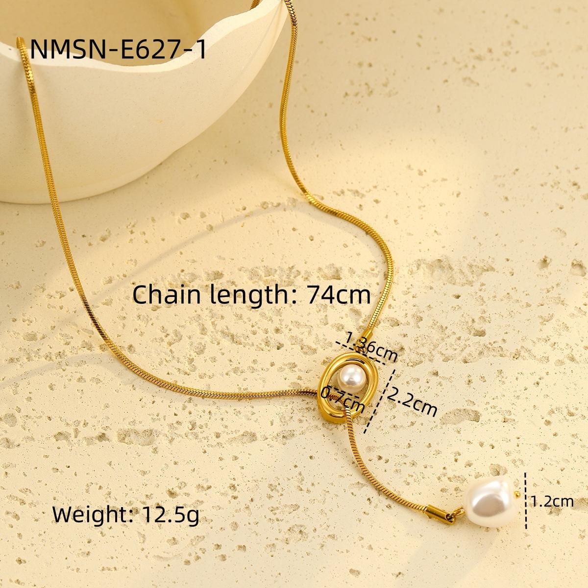 GEMCHIC Women s Baroque Pearl Stainless Steel Necklace Fashion Geometric Design