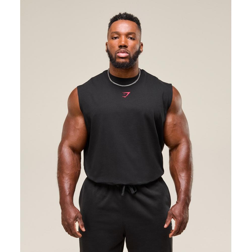 Gymshark Power Cut Off Tank Black Conditioning Red A2c9m Bc1d