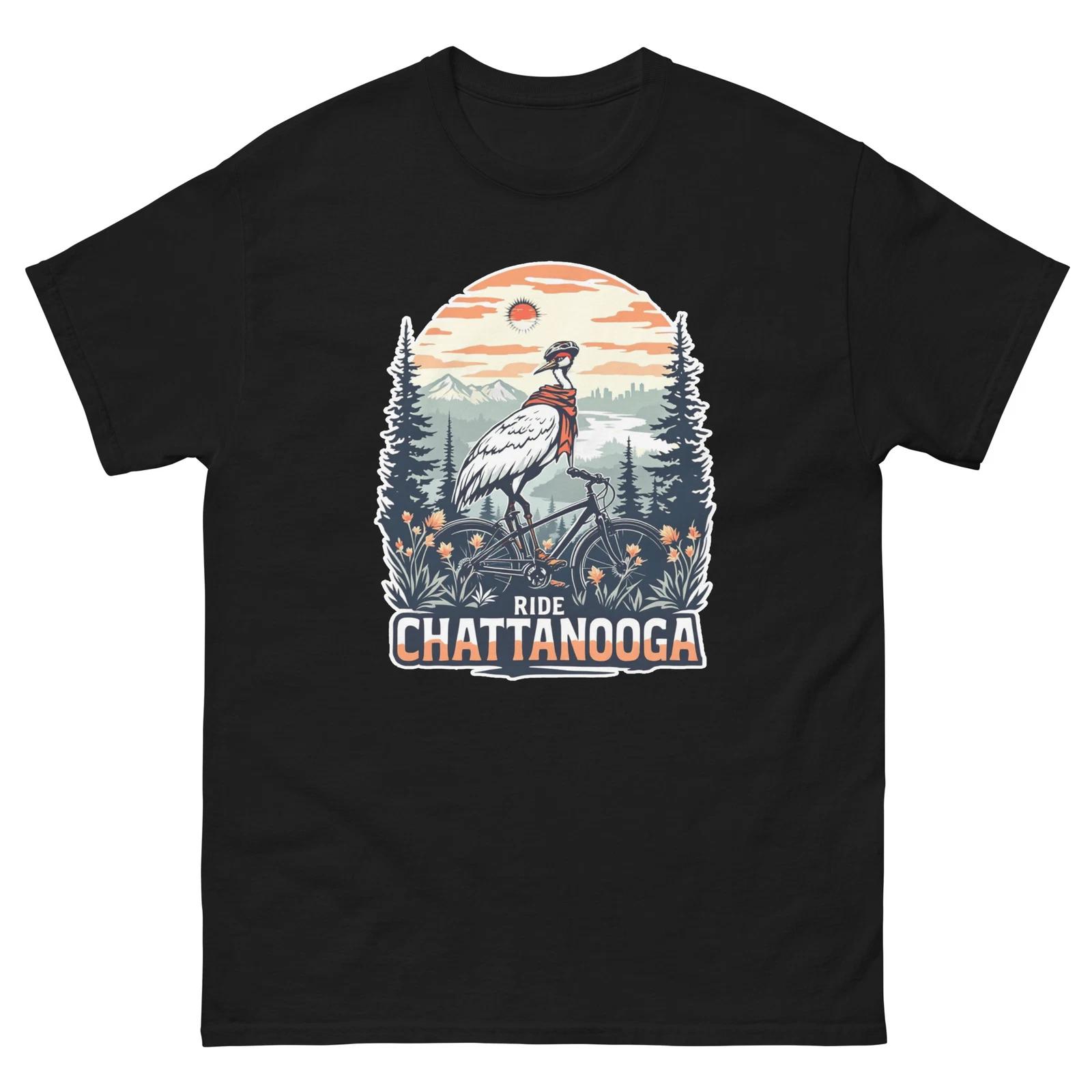 Ride Chattanooga Red Crowned Crane Fun USA Bike Cycling Animal T-Shirt 3XL