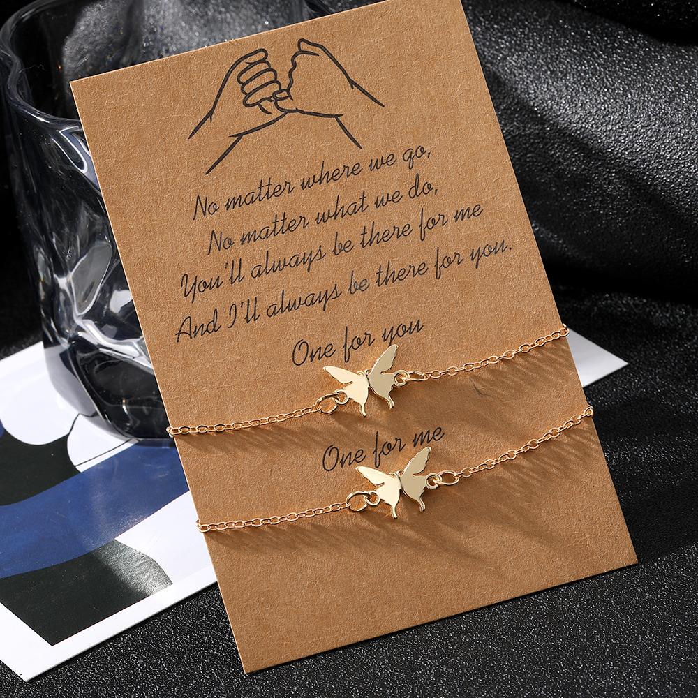 2023 New Bracelet European Luxury Sisters Bracelet Gift Tassel Charm Sexy Hundred Women's Accessories Butterfly Bracelet Set of 2 Gold
