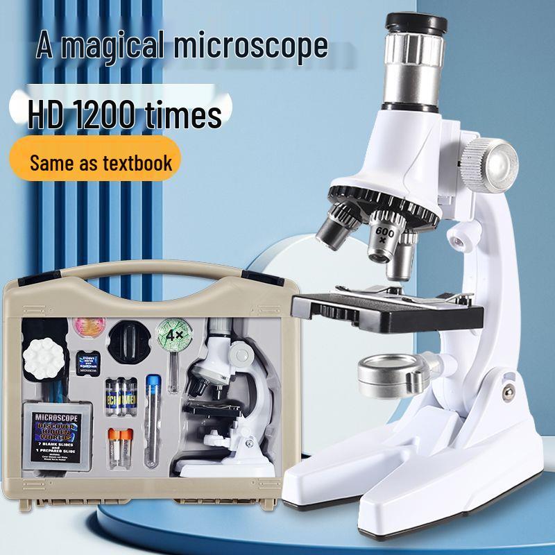 Professional-Grade HD Optical Microscope for Children's Science, Middle School Use; Detects Bacteria; Junior High Exam Model