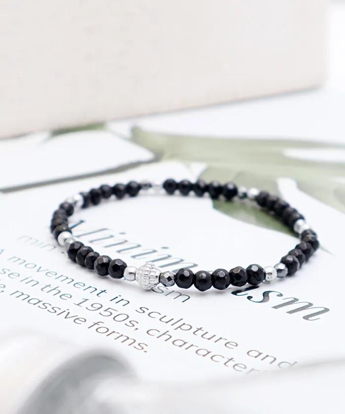 Onyx Vintage Dustball Point Bracelet (PLT-BR-086_BK)