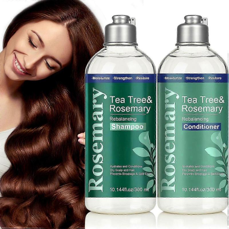 Tea Tree & Rosemary Shampoo & Conditioner Set, Refreshes & Rebalances Hair and Scalp - For Oily/Normal Hair - Tea Tree Leaf Oil, Rosemary Leaf Extract