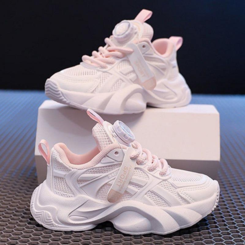 Kids White Sneakers Summer Lightweight Girls Sports Shoes Breathable Mesh Dad Shoes